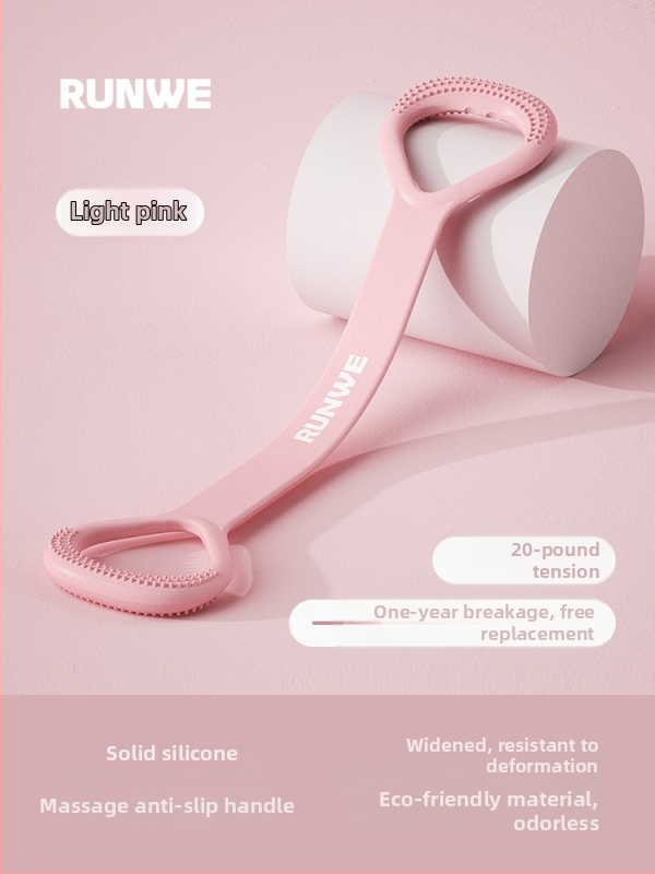 Figura-8 įtamptuvė nugaros ir pečių tempimui — silikonas, 20 lb pasipriešinimas, atviras pečių dizainas, prekinis ženklas Runwe/langwei