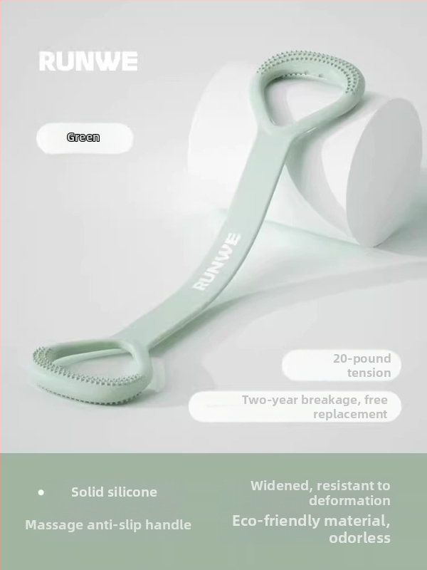 Figura-8 įtamptuvė nugaros ir pečių tempimui — silikonas, 20 lb pasipriešinimas, atviras pečių dizainas, prekinis ženklas Runwe/langwei