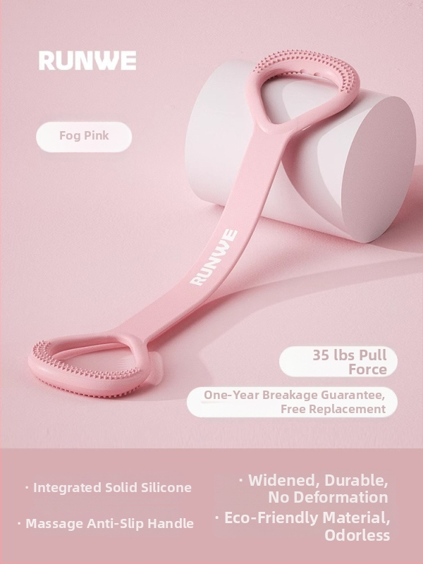 Figura-8 įtamptuvė nugaros ir pečių tempimui — silikonas, 20 lb pasipriešinimas, atviras pečių dizainas, prekinis ženklas Runwe/langwei