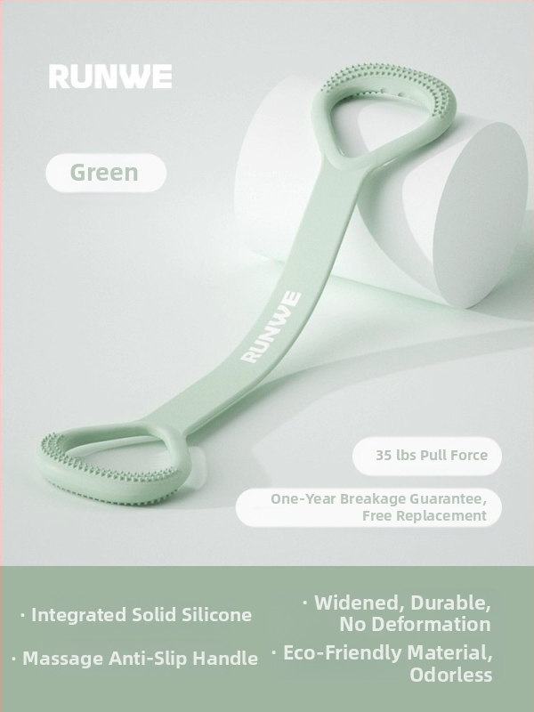 Figura-8 įtamptuvė nugaros ir pečių tempimui — silikonas, 20 lb pasipriešinimas, atviras pečių dizainas, prekinis ženklas Runwe/langwei