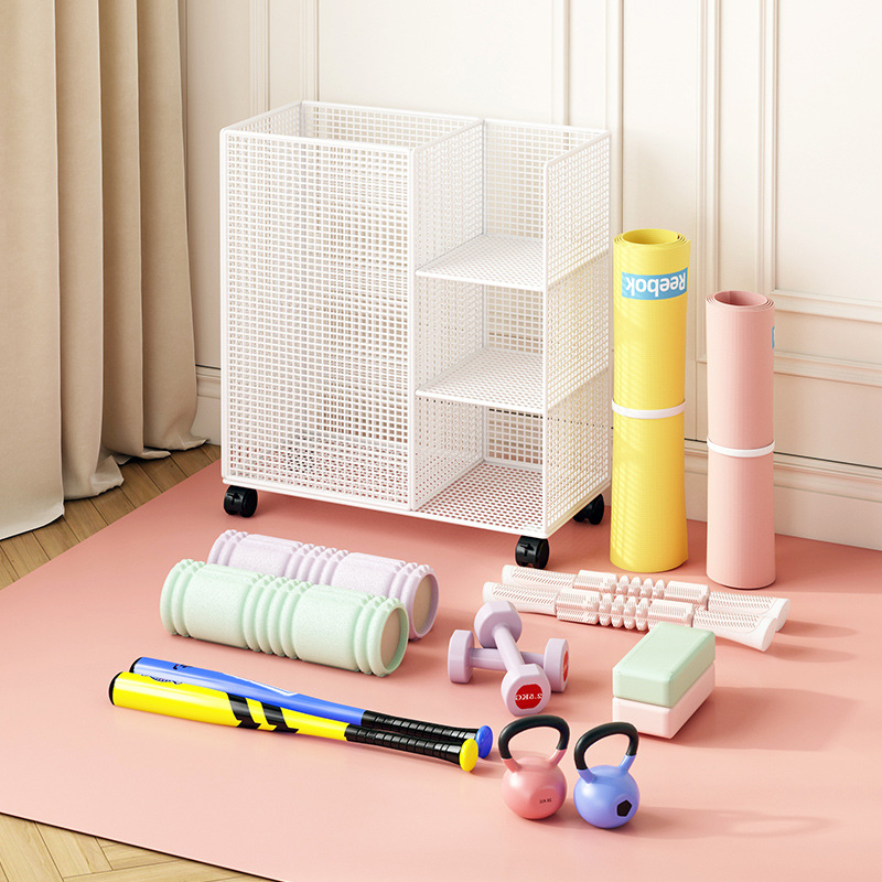 Dzelzs 3 līmeņu jogas matu uzglabāšanas statīvs, griežams, bez urbšanas, uz grīdas uzstādāms, piemērots guļamistabai, vannas istabai un viesistabai