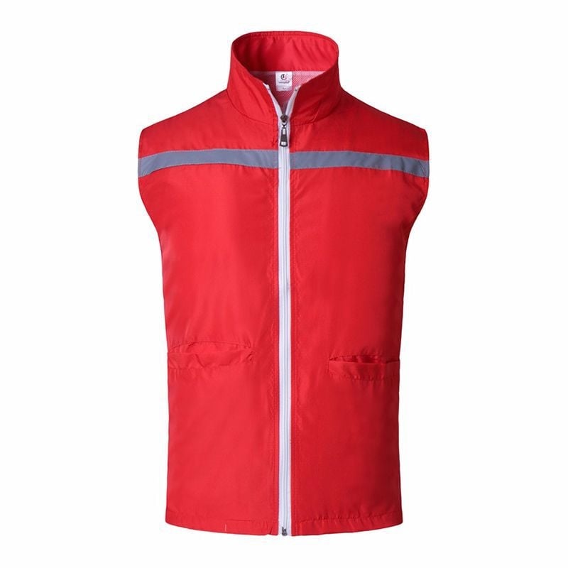 Önkéntes reflexiós mellény, kettős rétegű, elöl cipzár, rever gallér, egyenes szabás