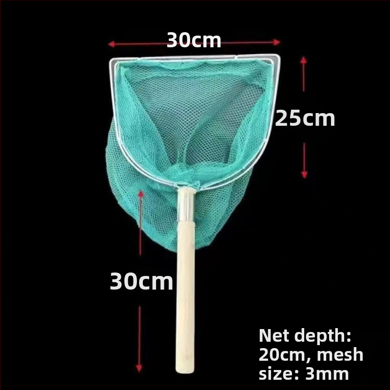 Dubultā rāmis zvejas tīklā ar koka rokturi un tērauda stieni, bez mezgliem, ātri žūstošs