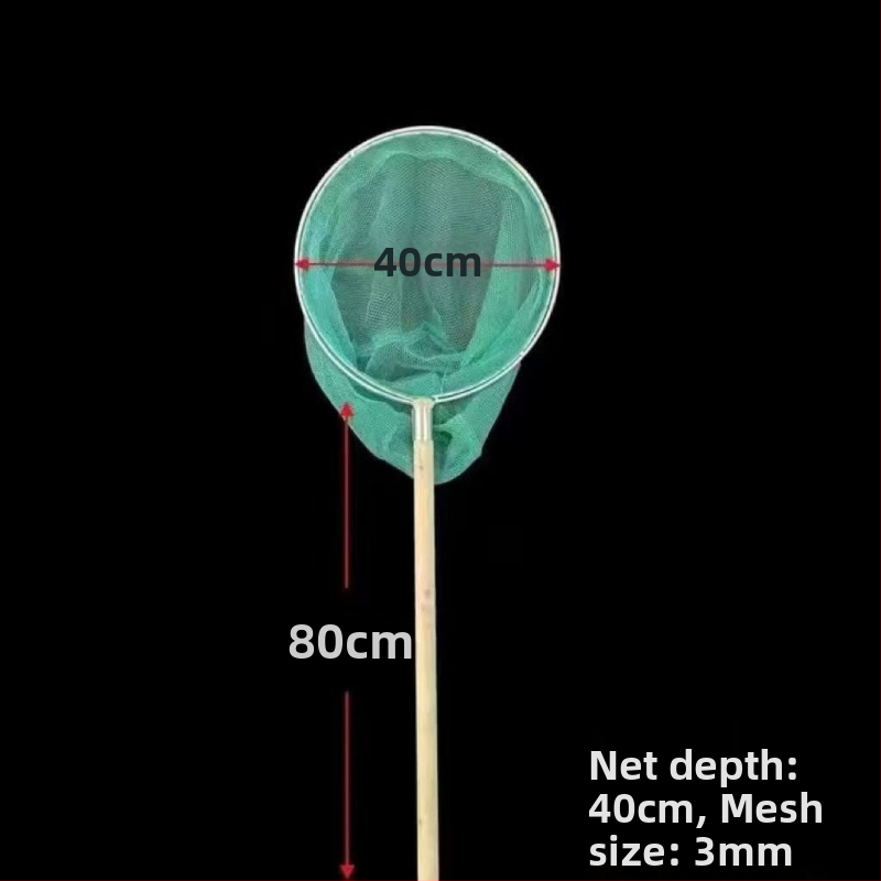 Dubultā rāmis zvejas tīklā ar koka rokturi un tērauda stieni, bez mezgliem, ātri žūstošs
