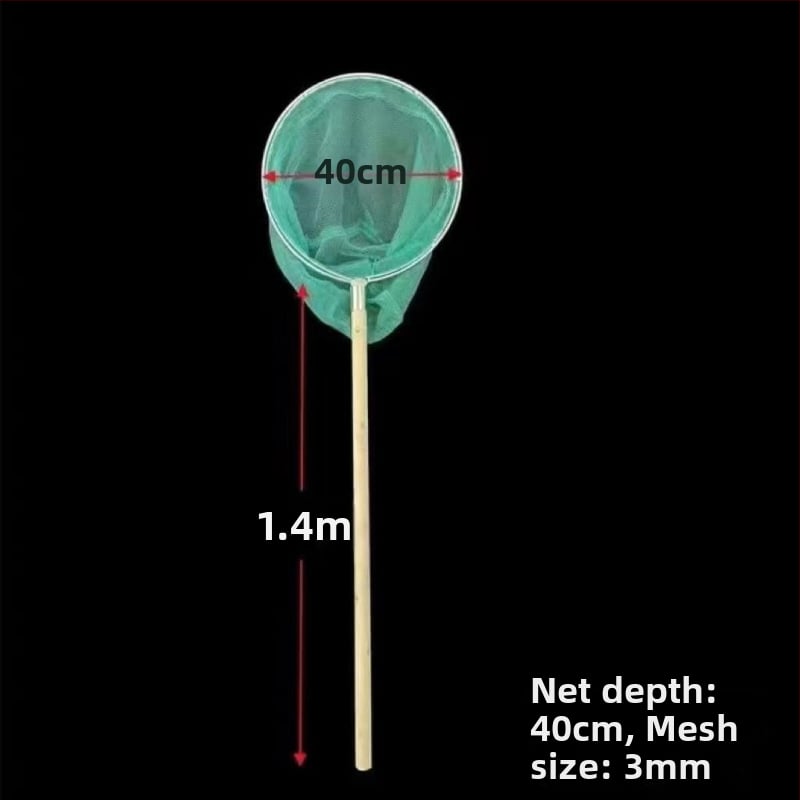 Dubultā rāmis zvejas tīklā ar koka rokturi un tērauda stieni, bez mezgliem, ātri žūstošs