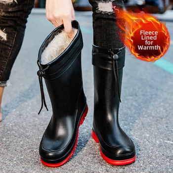 Meeste vihmajalatsid PVC ülaosaga, veekindlad, libisemiskindlad, keskmise pikkusega, süstimisvormitud talla