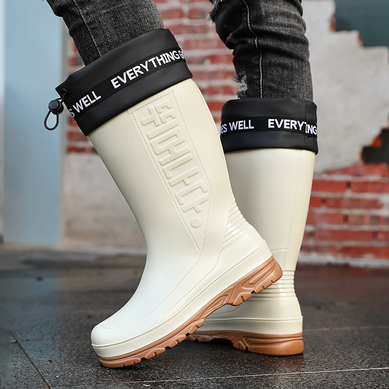 Meeste vihmajalatsid PVC ülaosaga, veekindlad, libisemiskindlad, keskmise pikkusega, süstimisvormitud talla