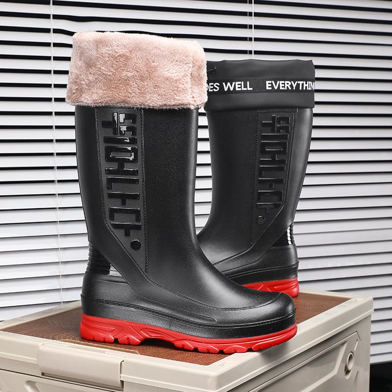 Meeste vihmajalatsid PVC ülaosaga, veekindlad, libisemiskindlad, keskmise pikkusega, süstimisvormitud talla