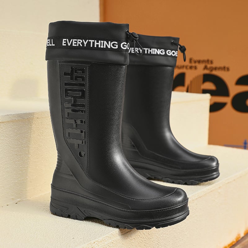 Meeste vihmajalatsid PVC ülaosaga, veekindlad, libisemiskindlad, keskmise pikkusega, süstimisvormitud talla