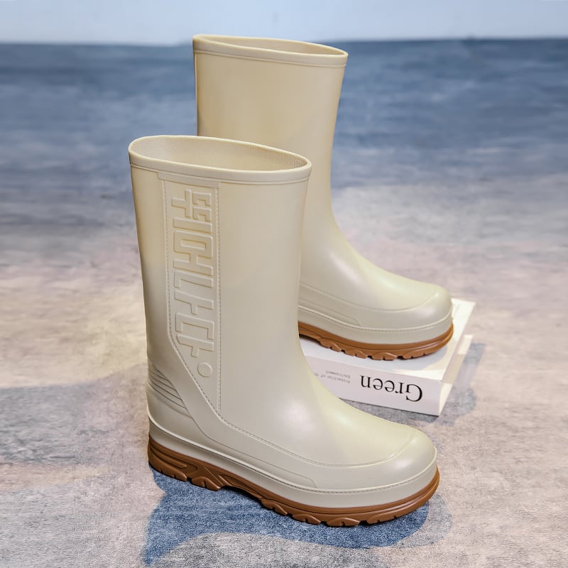 Meeste vihmajalatsid PVC ülaosaga, veekindlad, libisemiskindlad, keskmise pikkusega, süstimisvormitud talla