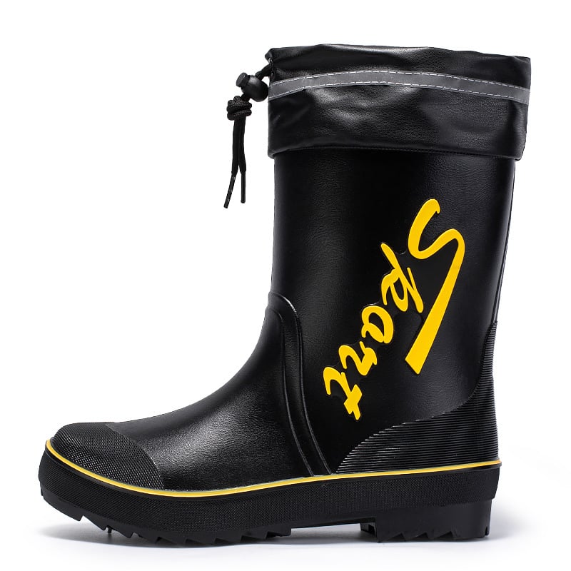 Meeste vihmajalatsid: veekindel PVC ülaosa, injektsioonivormiga plastikust talla, Slip-on disain, sisemus võrk ja kunstvill, libisemisvastased, soojad, kulumiskindlad, nelja hooajaga kasutamiseks