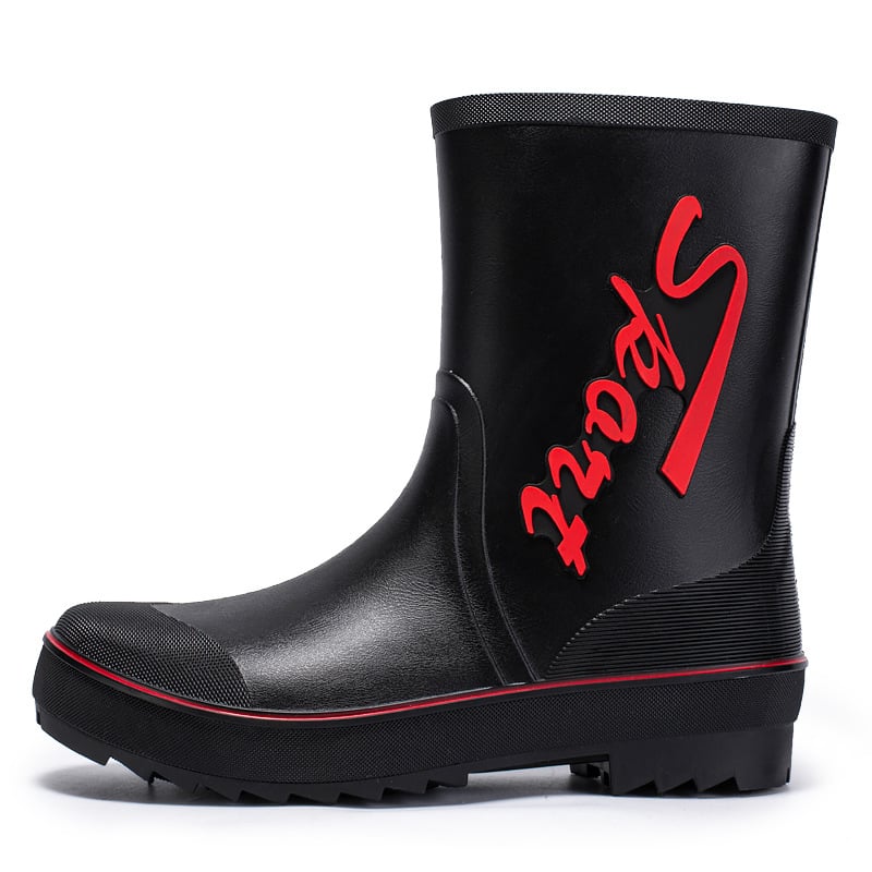 Meeste vihmajalatsid: veekindel PVC ülaosa, injektsioonivormiga plastikust talla, Slip-on disain, sisemus võrk ja kunstvill, libisemisvastased, soojad, kulumiskindlad, nelja hooajaga kasutamiseks