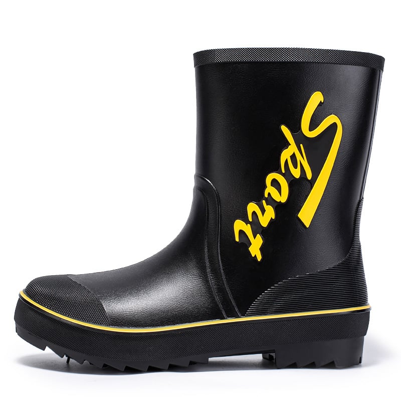 Meeste vihmajalatsid: veekindel PVC ülaosa, injektsioonivormiga plastikust talla, Slip-on disain, sisemus võrk ja kunstvill, libisemisvastased, soojad, kulumiskindlad, nelja hooajaga kasutamiseks