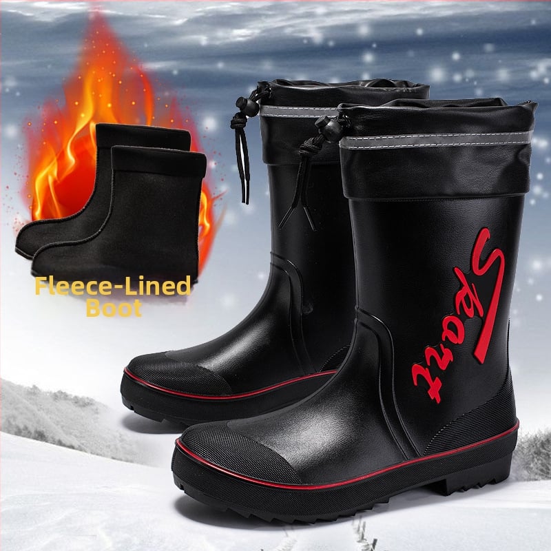 Meeste vihmajalatsid: veekindel PVC ülaosa, injektsioonivormiga plastikust talla, Slip-on disain, sisemus võrk ja kunstvill, libisemisvastased, soojad, kulumiskindlad, nelja hooajaga kasutamiseks