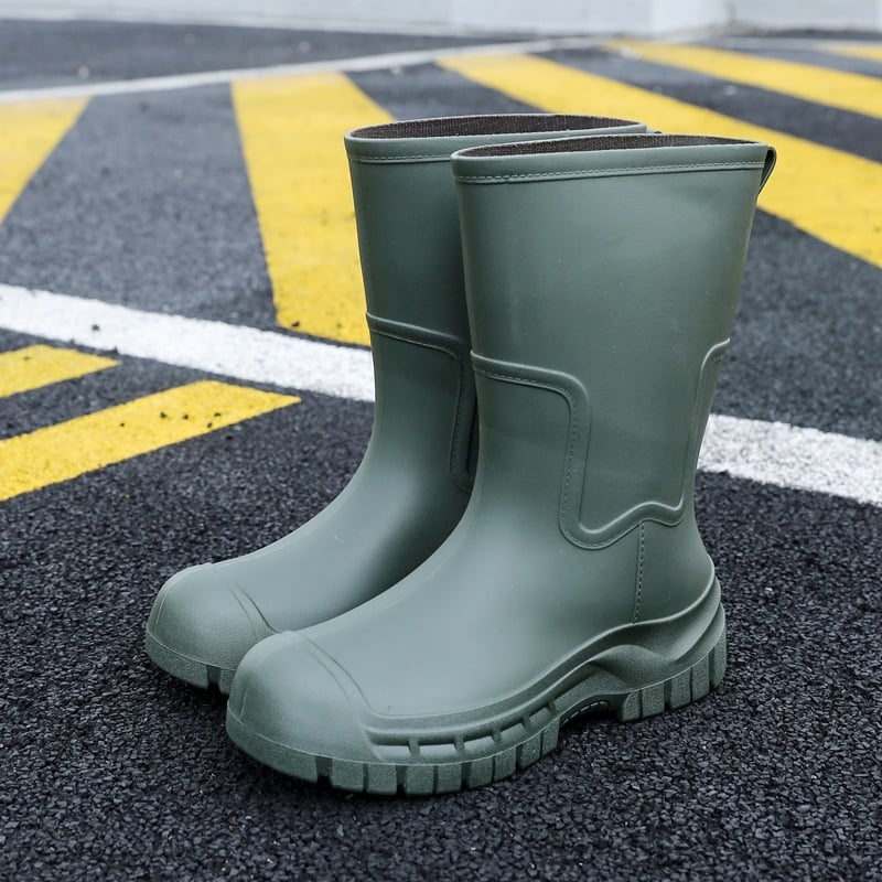 Meeste keskmise säärega vihmasaapad, PVC ülemine, plastmassist tald, veekindlad, libisemiskindlad, tõmblukuga sulgemine