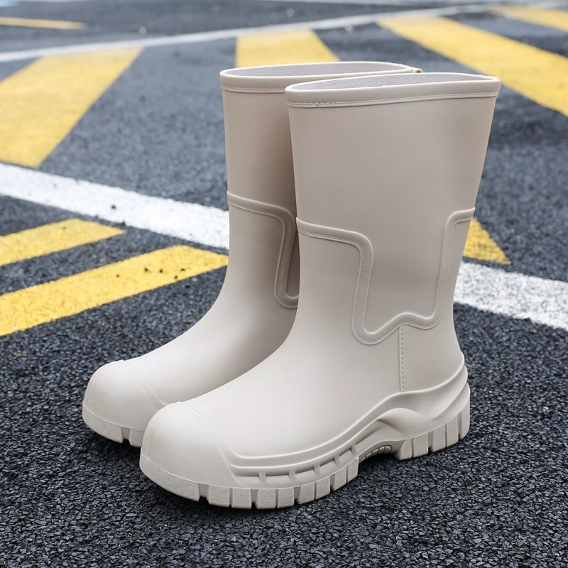 Meeste keskmise säärega vihmasaapad, PVC ülemine, plastmassist tald, veekindlad, libisemiskindlad, tõmblukuga sulgemine