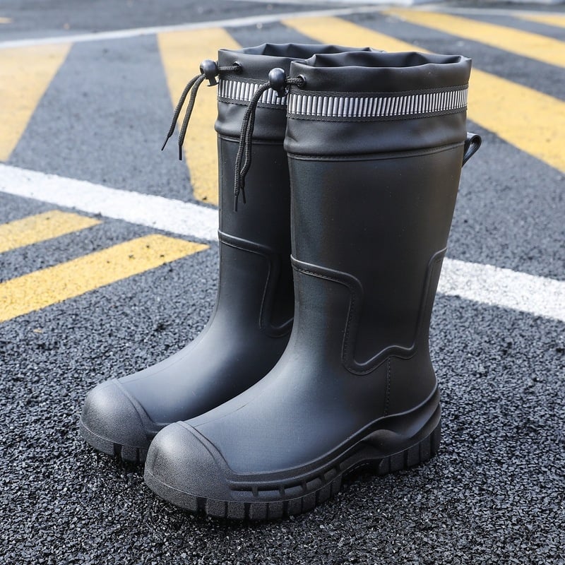 Meeste keskmise säärega vihmasaapad, PVC ülemine, plastmassist tald, veekindlad, libisemiskindlad, tõmblukuga sulgemine