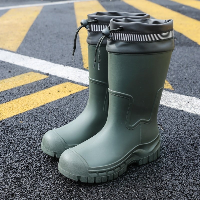 Meeste keskmise säärega vihmasaapad, PVC ülemine, plastmassist tald, veekindlad, libisemiskindlad, tõmblukuga sulgemine