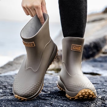 Meeste PVC vihmajalatsid – ülemine osa ja tald PVC, keskmise pikkusega sääred, pull-on stiil, EVA sisetald