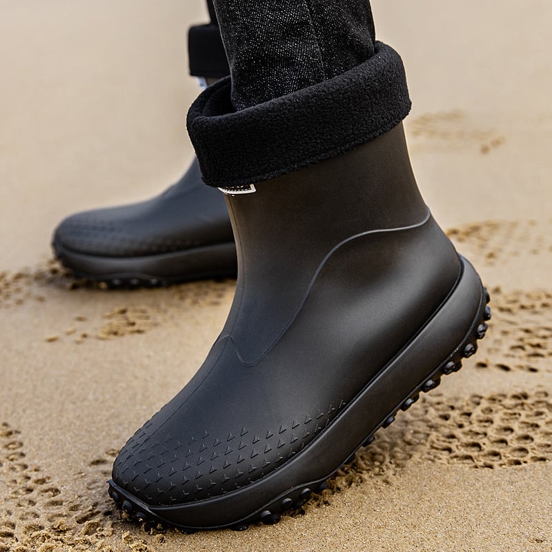 Meeste PVC vihmajalatsid – ülemine osa ja tald PVC, keskmise pikkusega sääred, pull-on stiil, EVA sisetald