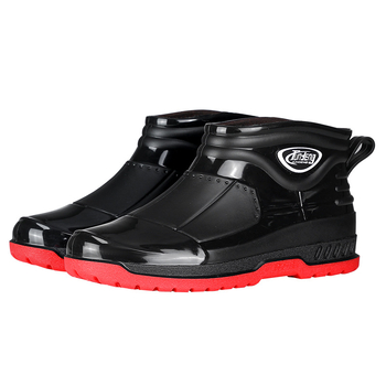 Meeste lühikesed vihmasaapad - PVC ülemine osa, injektsiooniga vormitud plasttald, EVA sisetald, sisemine võrkvooder, veekindlad ja libisemiskindlad