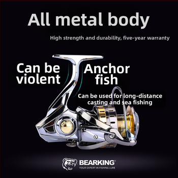 Bearking spininga makšķere, pilnmetāla konstrukcija, modelis 1000-7000, dziļa spole, ārkārtīgi tāls metiens, izturīgs pret sālsūdeni