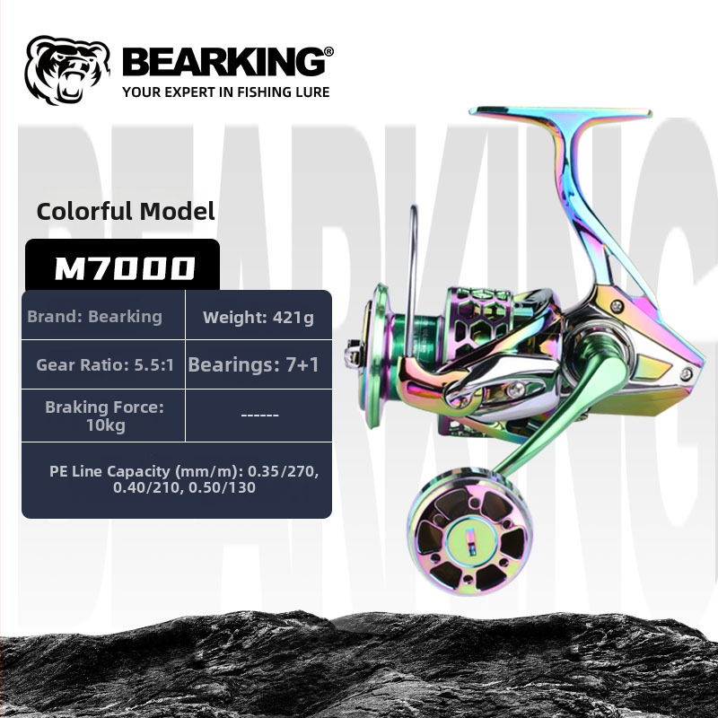 Bearking spininga makšķere, pilnmetāla konstrukcija, modelis 1000-7000, dziļa spole, ārkārtīgi tāls metiens, izturīgs pret sālsūdeni