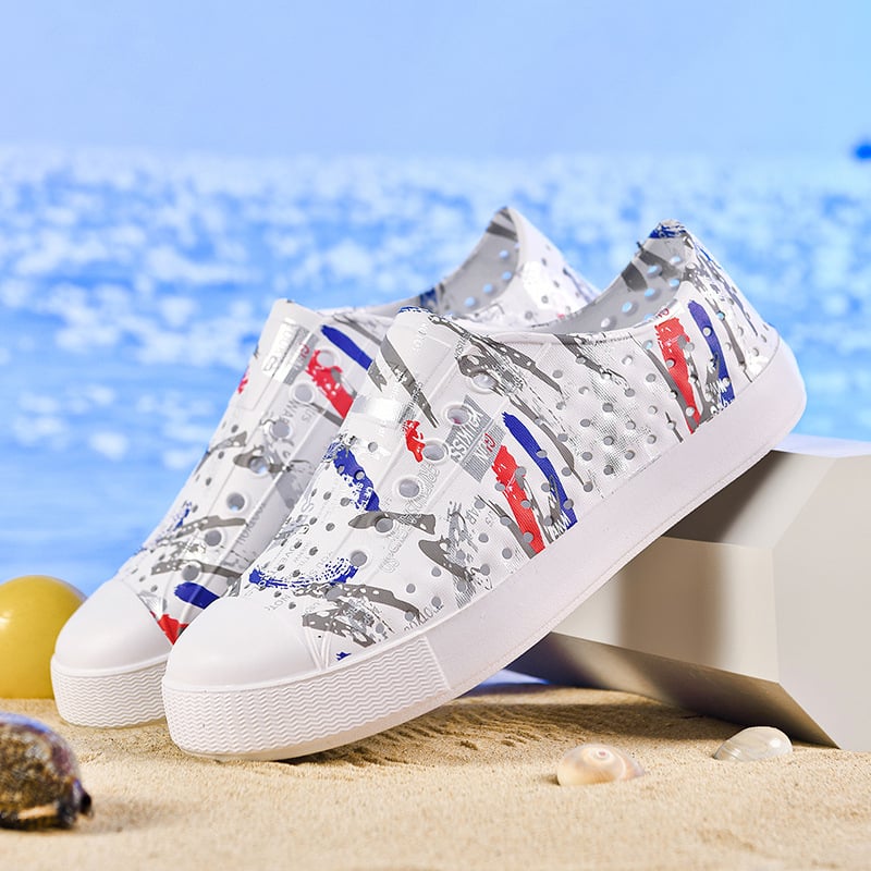 Sandale de plajă cu model floral perforat, partea superioară și talpa din EVA, uscare rapidă, respirabile, impermeabile, vârf rotund, înălțimea tocurilor 2,5 cm