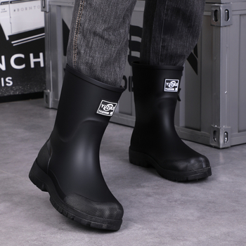 Keskmise kõrgusega meeste vihmasaapad, veekindel PVC, libisemiskindel tald, soe vooder, kulumiskindel, väljas ja kalapüügiks