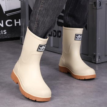 Keskmise kõrgusega meeste vihmasaapad, veekindel PVC, libisemiskindel tald, soe vooder, kulumiskindel, väljas ja kalapüügiks