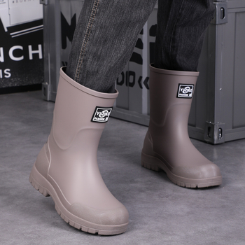 Keskmise kõrgusega meeste vihmasaapad, veekindel PVC, libisemiskindel tald, soe vooder, kulumiskindel, väljas ja kalapüügiks