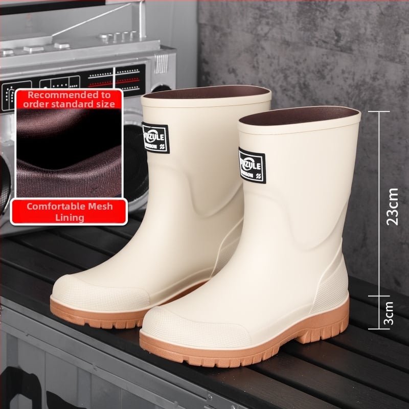 Keskmise kõrgusega meeste vihmasaapad, veekindel PVC, libisemiskindel tald, soe vooder, kulumiskindel, väljas ja kalapüügiks