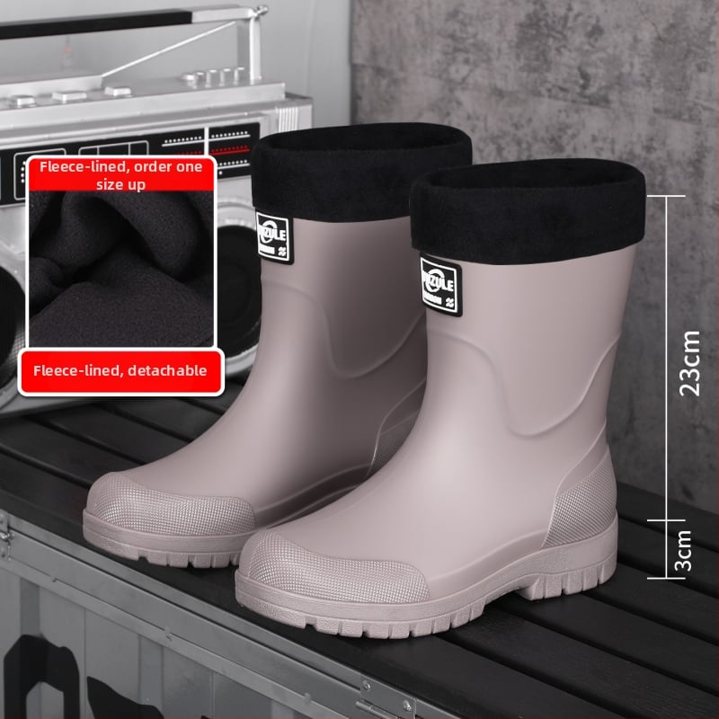 Keskmise kõrgusega meeste vihmasaapad, veekindel PVC, libisemiskindel tald, soe vooder, kulumiskindel, väljas ja kalapüügiks