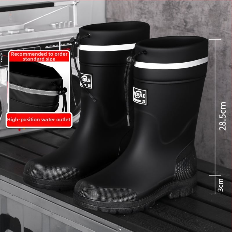 Keskmise kõrgusega meeste vihmasaapad, veekindel PVC, libisemiskindel tald, soe vooder, kulumiskindel, väljas ja kalapüügiks