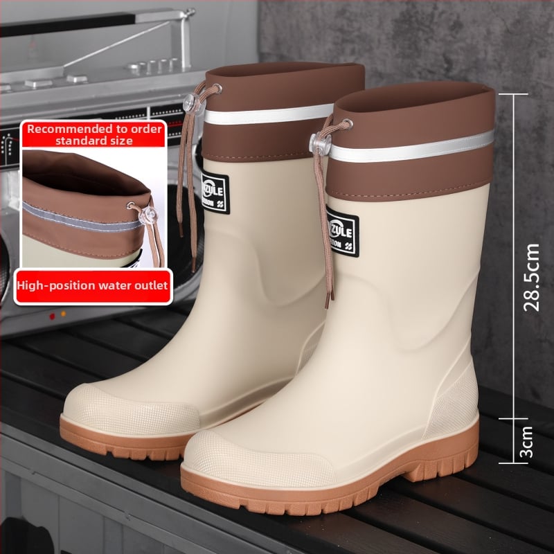 Keskmise kõrgusega meeste vihmasaapad, veekindel PVC, libisemiskindel tald, soe vooder, kulumiskindel, väljas ja kalapüügiks