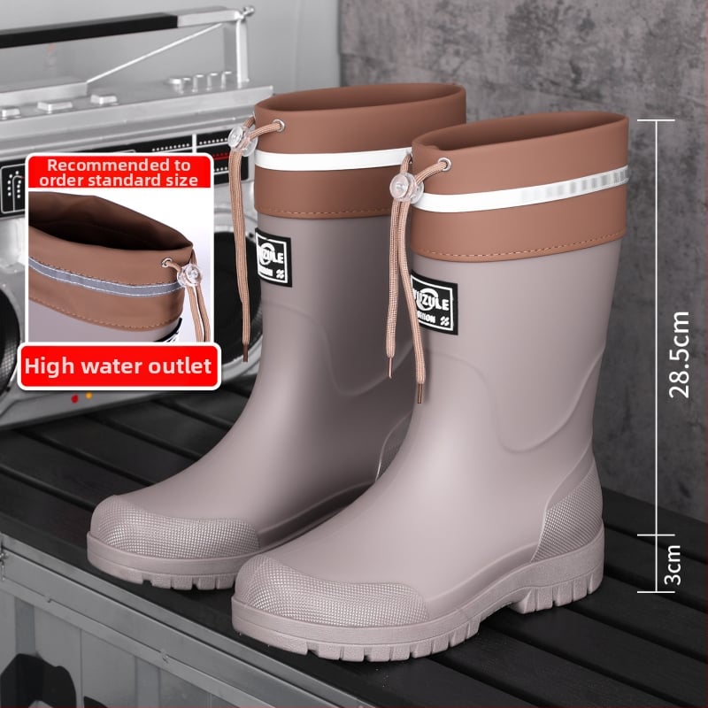 Keskmise kõrgusega meeste vihmasaapad, veekindel PVC, libisemiskindel tald, soe vooder, kulumiskindel, väljas ja kalapüügiks