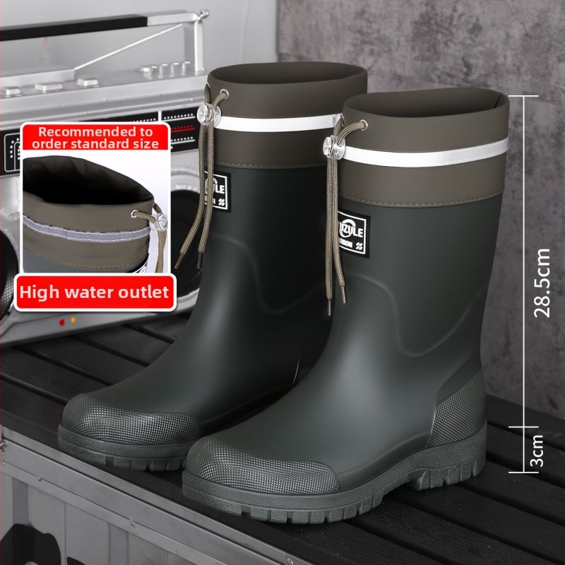 Keskmise kõrgusega meeste vihmasaapad, veekindel PVC, libisemiskindel tald, soe vooder, kulumiskindel, väljas ja kalapüügiks