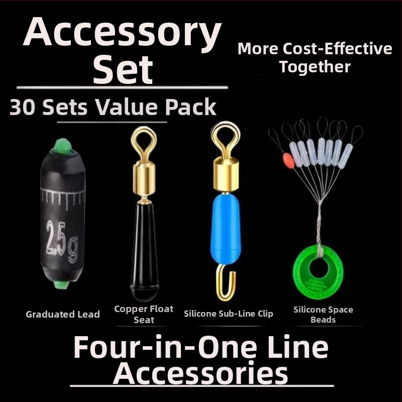 Līnijas komplekts ar silikona pērlītēm, vara galvas plūdei sēdekļa, silikona klips zem līnijas, osmiņa formas gredzens, ātra svina mērlente