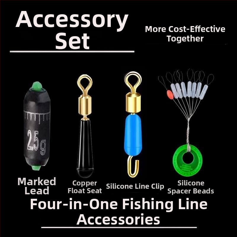 Līnijas komplekts ar silikona pērlītēm, vara galvas plūdei sēdekļa, silikona klips zem līnijas, osmiņa formas gredzens, ātra svina mērlente