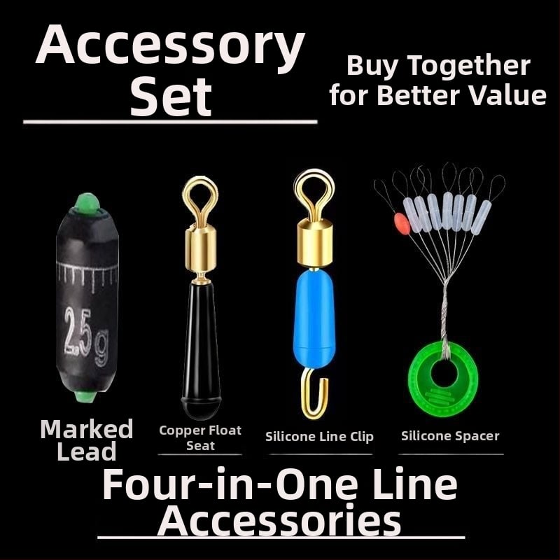 Līnijas komplekts ar silikona pērlītēm, vara galvas plūdei sēdekļa, silikona klips zem līnijas, osmiņa formas gredzens, ātra svina mērlente