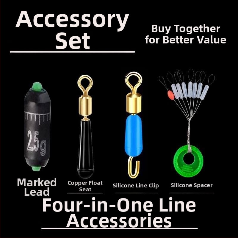 Līnijas komplekts ar silikona pērlītēm, vara galvas plūdei sēdekļa, silikona klips zem līnijas, osmiņa formas gredzens, ātra svina mērlente