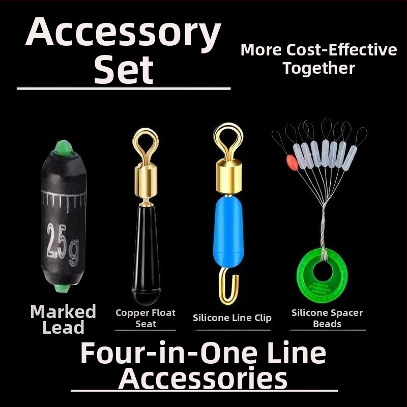 Līnijas komplekts ar silikona pērlītēm, vara galvas plūdei sēdekļa, silikona klips zem līnijas, osmiņa formas gredzens, ātra svina mērlente