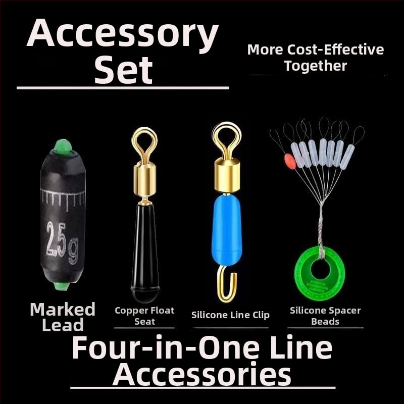 Līnijas komplekts ar silikona pērlītēm, vara galvas plūdei sēdekļa, silikona klips zem līnijas, osmiņa formas gredzens, ātra svina mērlente