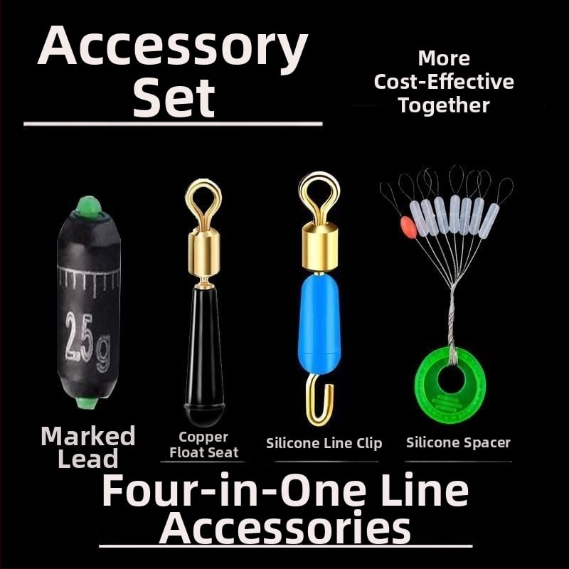 Līnijas komplekts ar silikona pērlītēm, vara galvas plūdei sēdekļa, silikona klips zem līnijas, osmiņa formas gredzens, ātra svina mērlente