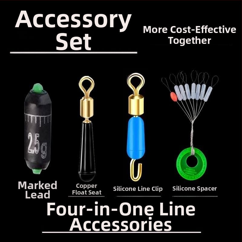 Līnijas komplekts ar silikona pērlītēm, vara galvas plūdei sēdekļa, silikona klips zem līnijas, osmiņa formas gredzens, ātra svina mērlente