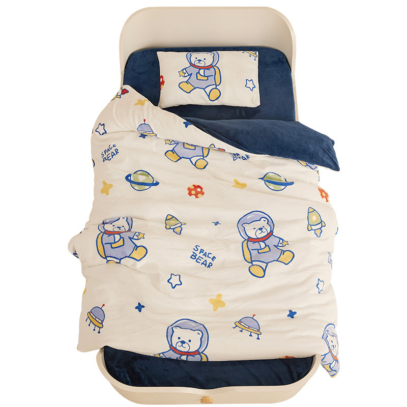 Bērnu velūra sega komplekts, visu sezonu, pildījums no sojas šķiedras, šūts, noņemams multfilmu dizains