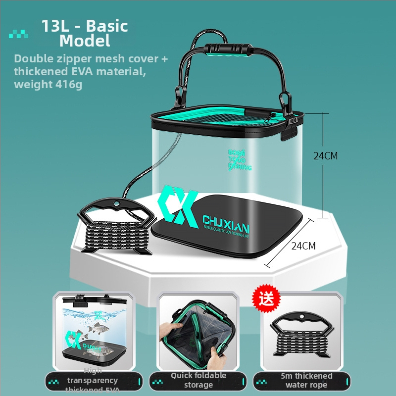 Dzīvo zivju spainis, saliekams, caurspīdīgs EVA dizains makšķerēšanai; svars 0.5 kg