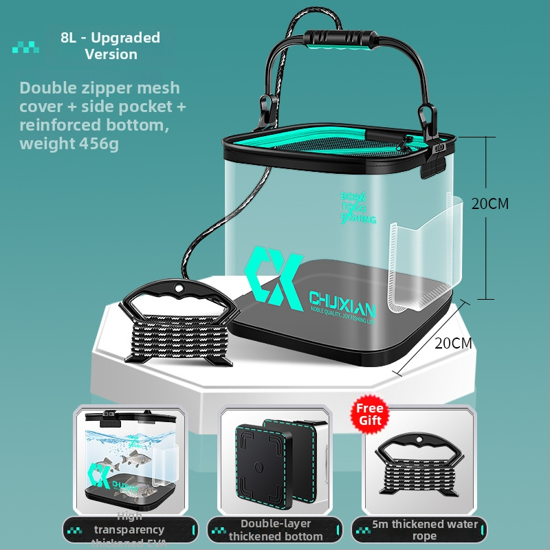 Dzīvo zivju spainis, saliekams, caurspīdīgs EVA dizains makšķerēšanai; svars 0.5 kg