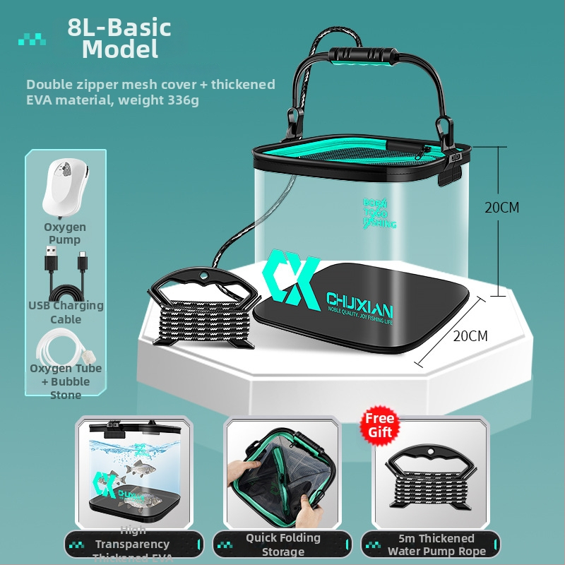 Dzīvo zivju spainis, saliekams, caurspīdīgs EVA dizains makšķerēšanai; svars 0.5 kg