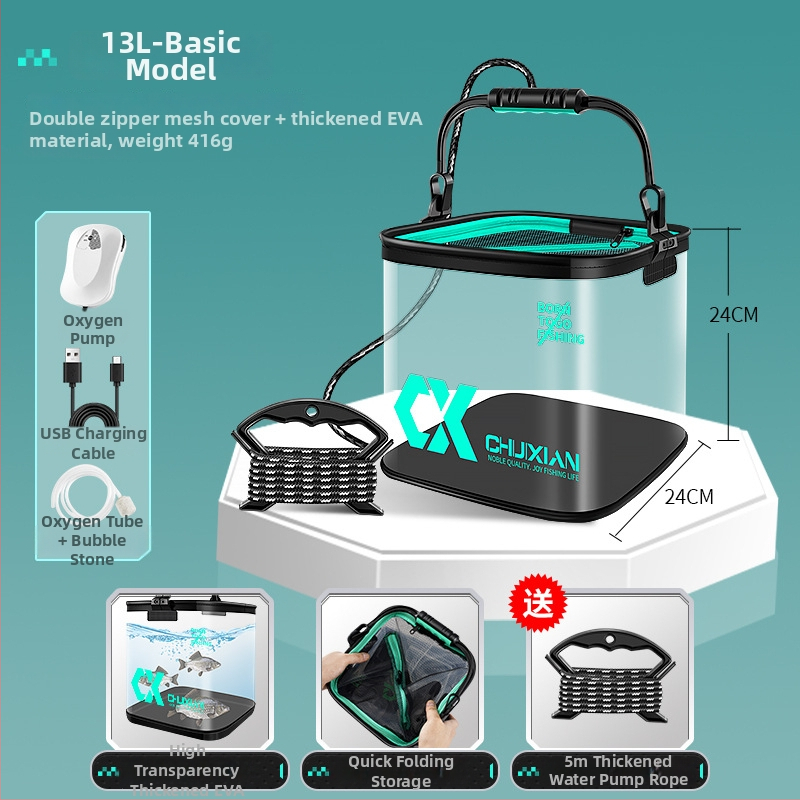 Dzīvo zivju spainis, saliekams, caurspīdīgs EVA dizains makšķerēšanai; svars 0.5 kg